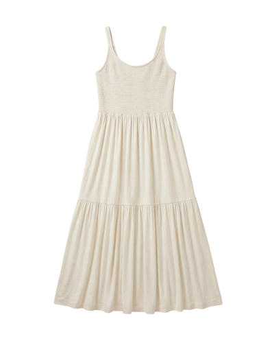 Ivory sleeveless dress on a white background