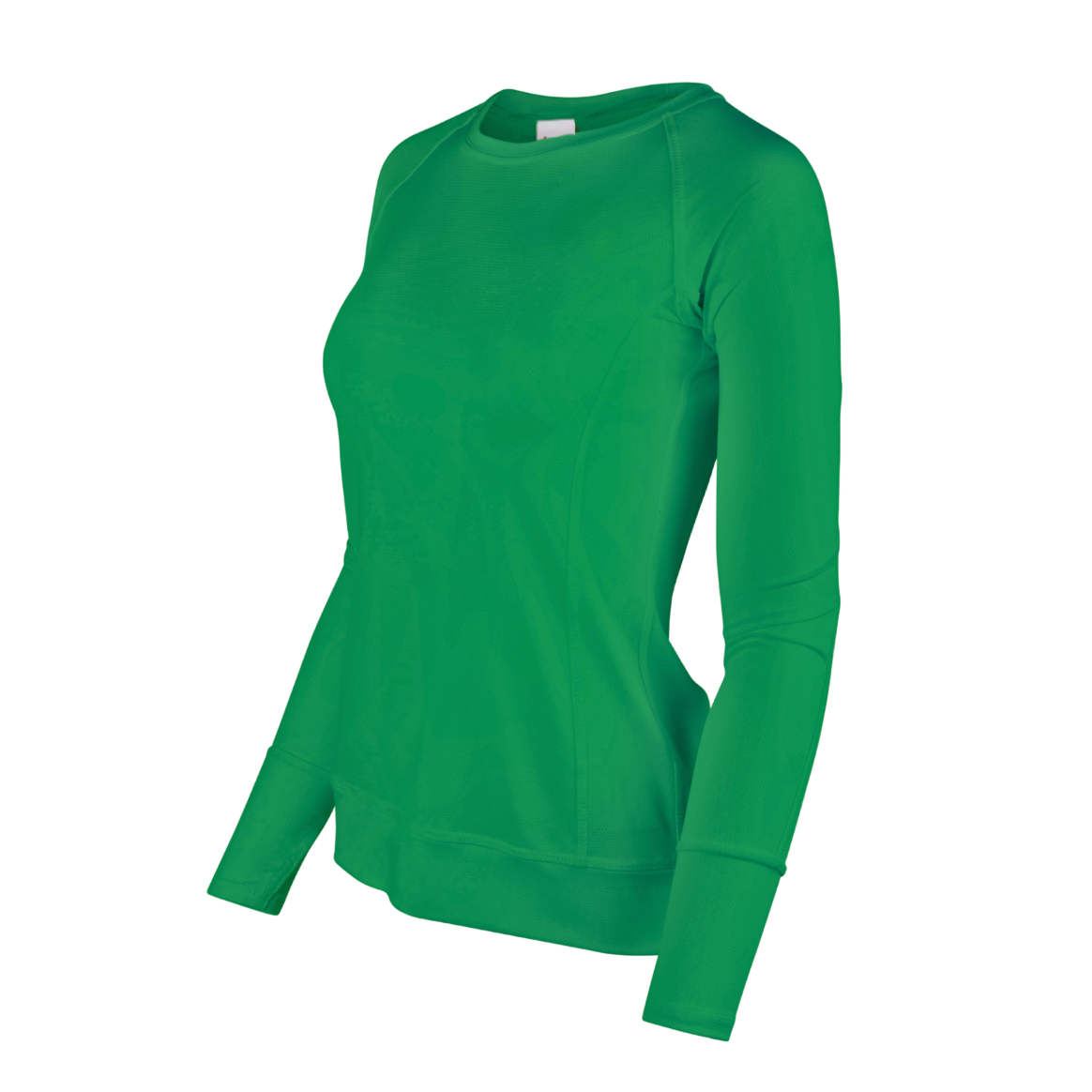 Green long-sleeve shirt on a white background